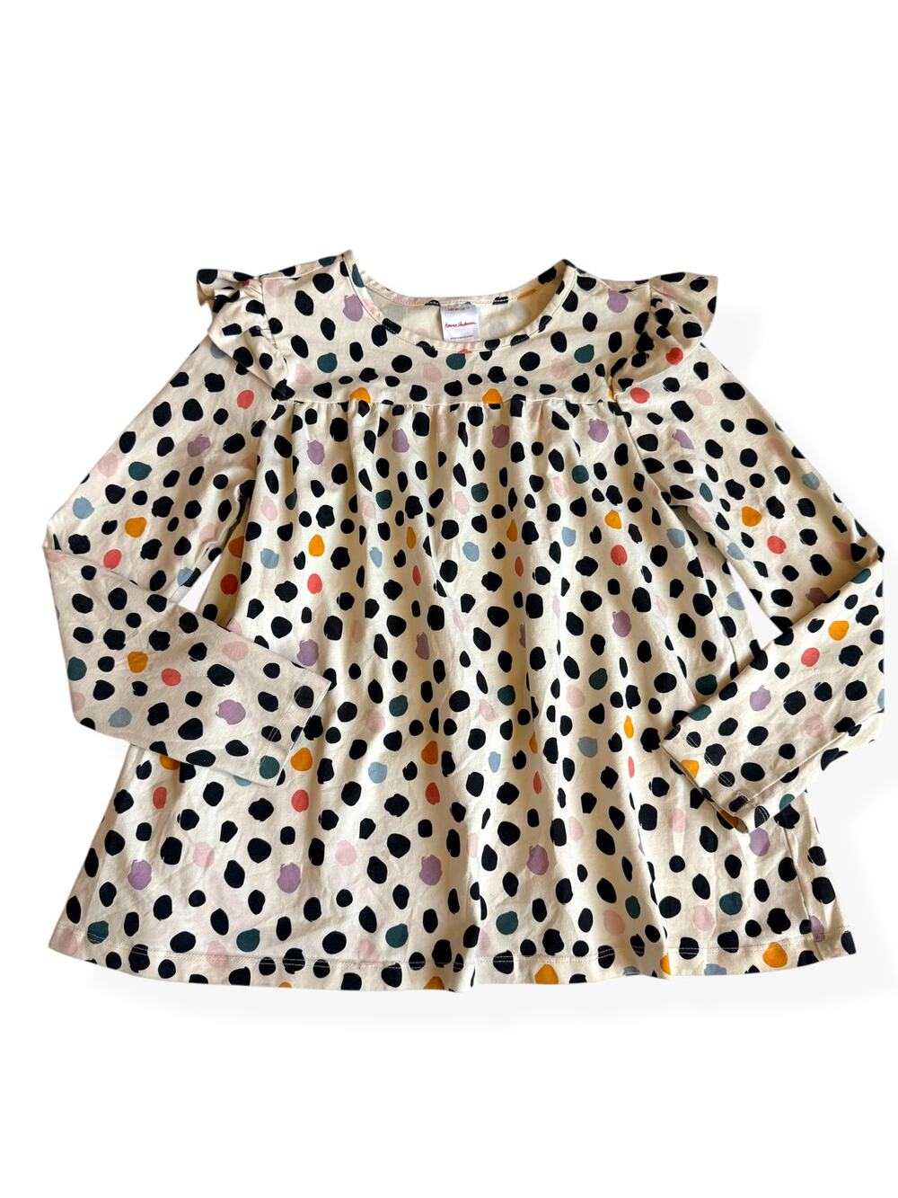 Hanna Andersson Ruffle Swing Top Girls 140cm US 10 Colorful Dots Neutrals